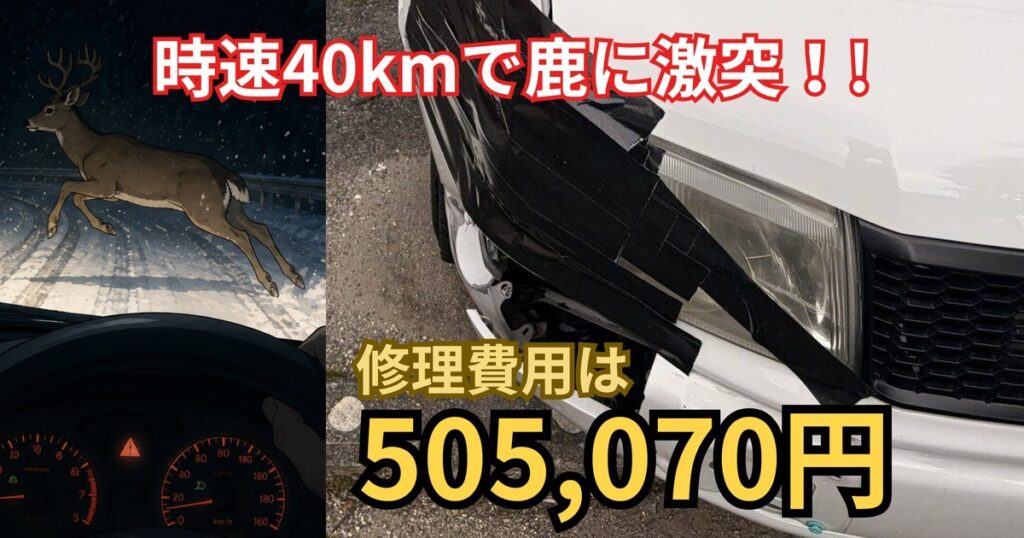 時速40kmで鹿に激突…プロボックスの修理費用は総額50万円でした