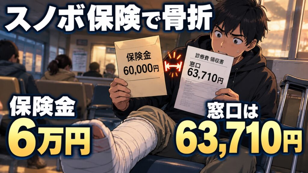 スノボ用のレジャー保険で骨折の保険金は6万円|窓口の総額より3,710円足りませんでした スノボ用のレジャー保険で骨折の保険金は6万円|窓口の総額より3,710円足りませんでした